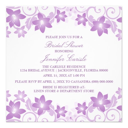Purple Simple Floral Bridal Shower Invite
