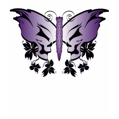 Purple Skull Butterfly Tee Shirt by dlreyes41