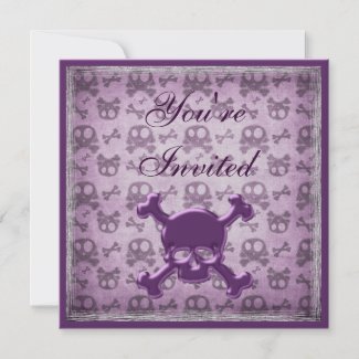 Purple Skulls & Silver Glitter Party Invites zazzle_invitation