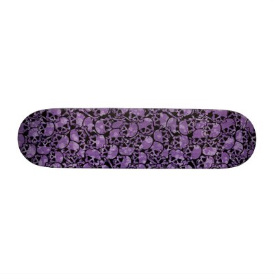purple skulls skateboard by Just2Cute