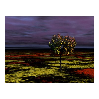 Purple sky over tree poster by Herres
