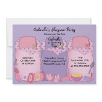 Purple Slumber Birthday Party Personalized Announcement