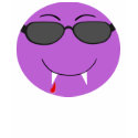 Purple Smiley Face Vampire Fangs and Sunglasses T Shirt