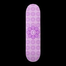 Purple Smiley Flower Skateboard