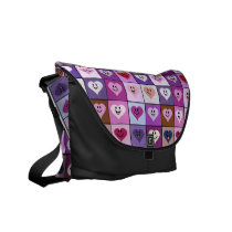 Purple Smiley Hearts Squares bag Commuter Bags