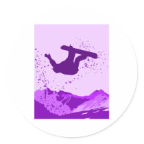 Purple Snowboard Logo Round Sticker
