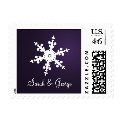 purple snowfalkes winter wedding stamps