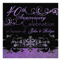 Purple Snowflake Wedding Anniversary Invite invitations