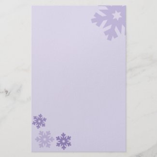 Purple Snowflakes on Pink Background Personalized Stationery