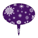 Purple snowflakes pattern oval cake toppers