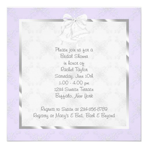 Purple Snowflakes Wedding Dress Bridal Shower Announcements