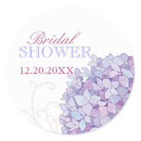 Purple Southern Hydrangeas Bridal Shower Stickers