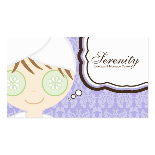 Purple Spa Girl Cucumber Spa Massage Business Card (front side)