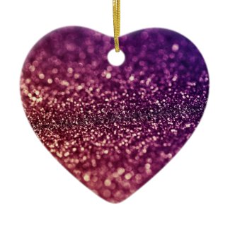 Purple sparkle glitter heart Christmas ornament