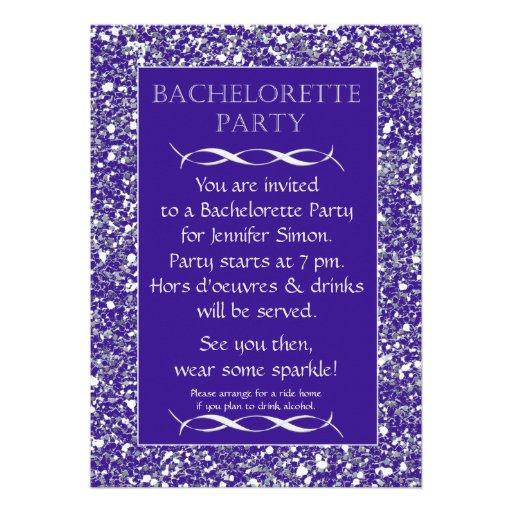 Purple Sparkle Look Bachelorette Party Invitation