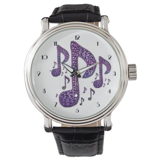 Purple Sparkle Music Notes Wrist Watch Zazzle