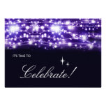 Purple Sparkling Stars Invitation