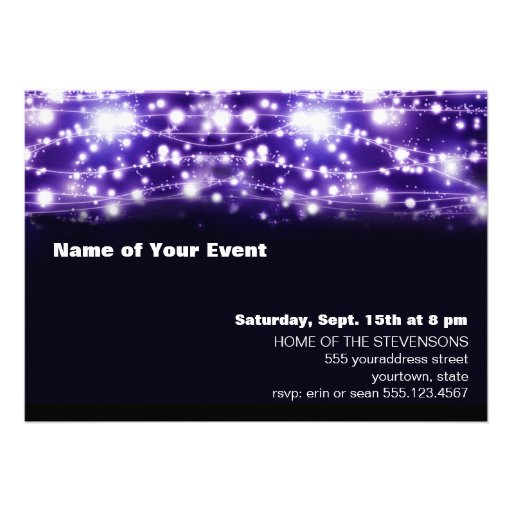Purple Sparkling Stars Invitation
