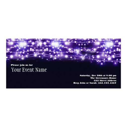 Purple Sparkling Stars Invitation