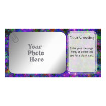 Purple Spatter Dot PhotoCard Template Photo Greeting Card