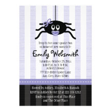 Purple Spider Halloween Baby Shower Invitations