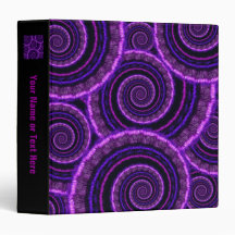 Purple Spiral Fractal Art Pattern 3 Ring Binders