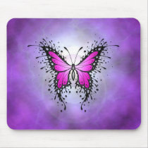 Purple Splatter Butterfly Mouse Pad