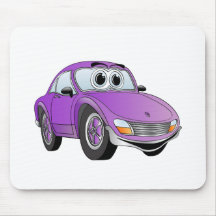 Purple Sports Car Cartoon Mouse Pad
