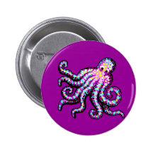 Purple Spotted Octopus Button