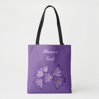 Purple Spring Floral Flower Girl Wedding Tote Bag