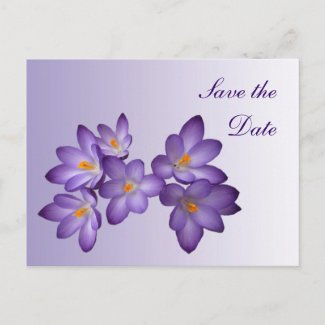 Purple Spring Floral Save the Date Wedding postcard