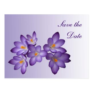 Purple Spring Floral Save the Date Wedding Postcard