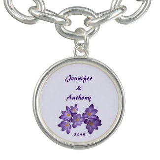Purple Spring Floral Wedding Bracelet
