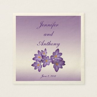 Purple Spring Floral Wedding Paper Napkins