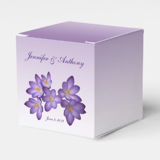Purple Spring Floral Wedding Party Favor Boxes