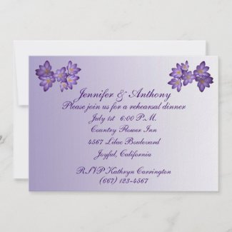 Purple Spring Floral Wedding Rehearsal Dinner Personalized Invite