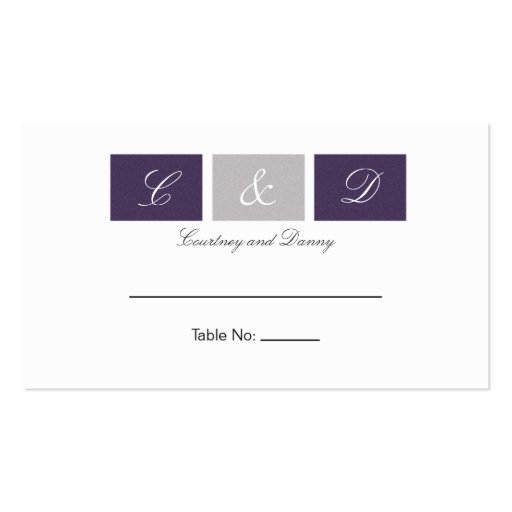 Purple Squares Table Cards Business Card Template (front side)