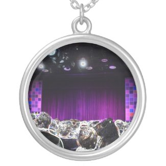 Purple stage solarized theater design round pendant necklace