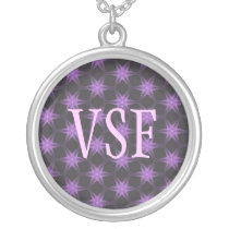Purple Star Flower Pattern Custom Initial necklace necklaces