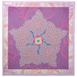 Purple Star Fractal Pattern Cloth Napkins