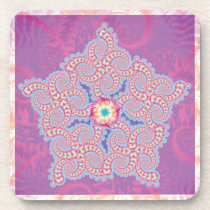 Purple Star Fractal Pattern Coasters