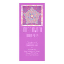 Purple Star Fractal Pattern Party Invitation