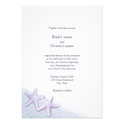 Purple Starfish Beach Wedding Invitations