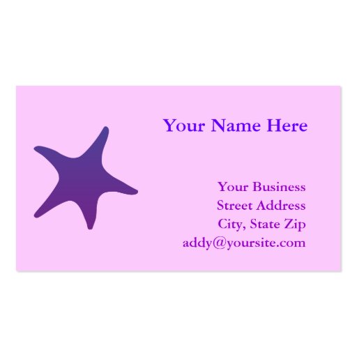 Purple Starfish Business Card Template (front side)