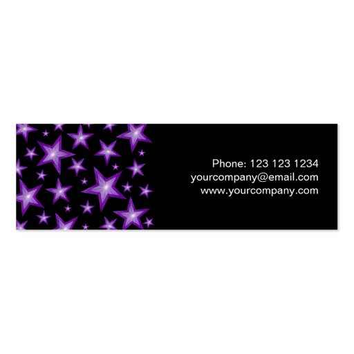 Purple Stars business card side black skinny (back side)