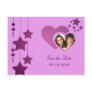 Purple Stars Hearts Photo Save the Date customize Postcard