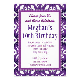 Purple Stars Pattern Birthday Party Invitations