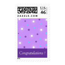 Purple stars postage stamp