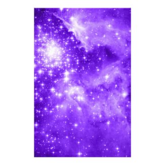 Purple Stars Stationery Paper