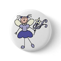 Purple Stick Figure Angel Button